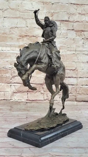 REMINGTON Bronze Statue Bronco Buster Western Cowboy Horse Rodeo Rider 3