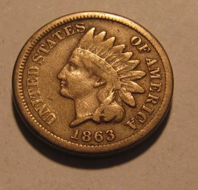 1863 Indian Head Cent Penny - Very to Extra Fine Condition - 29SA