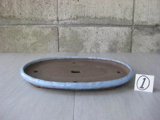 Bonsai Pot Yoshimura Toen Unused Glazed Oval WIdth 41 cm / 16.14 in.