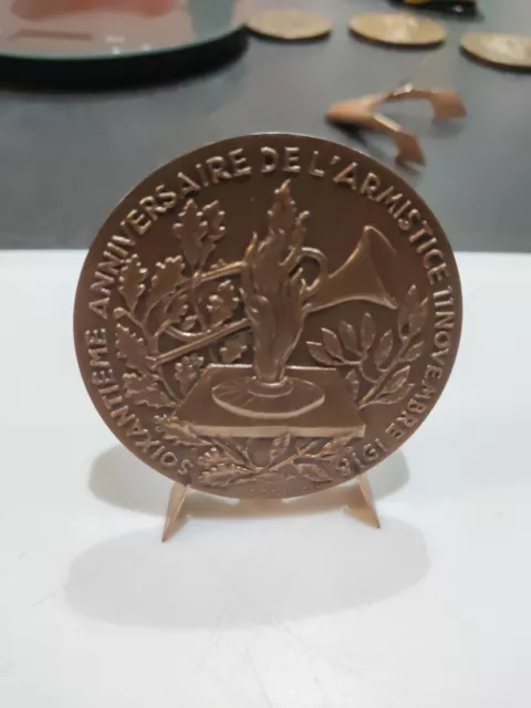 Médaille En Bronze Soixantième Anniversaire De L'Armistice 11 Novembre 1918