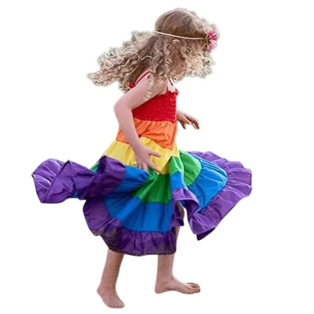 Abito arcobaleno principessa bambina maniche lunghe abiti da festa top Stati Uniti 3