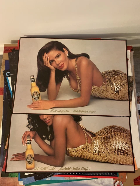 Set 2 Vintage Poster 28”x20” Michelob Golden Draft 1991 El Ono Que 24 Carat Cold