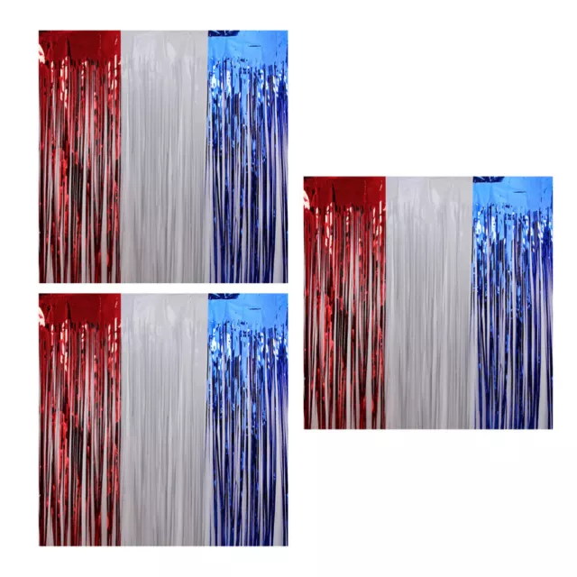 3 Pcs Independence Day Rain Curtain The Pet Patriotic Party Photo Backdrop