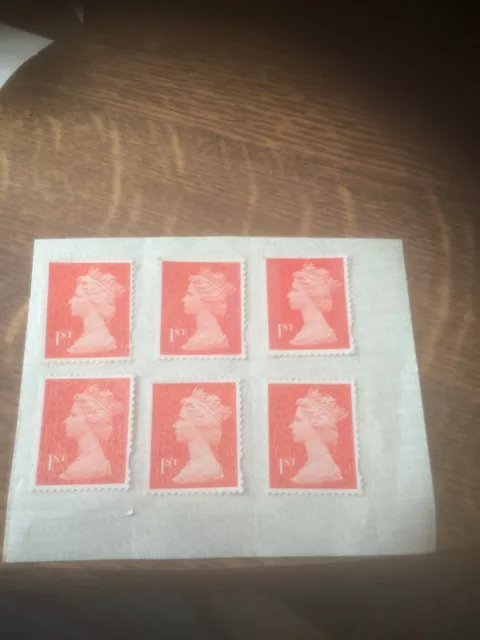 Royal Mail 1st Class security Stamps x6 UNFRANKED With Glue See Description I 3