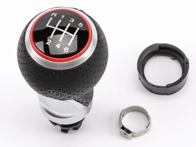 Pommeau De Levier De Vitesse Cuir 6 Vitesses Pour Audi A4 A5 Q5 B8 - Blanc/noir, Référence OEM 8K0863278