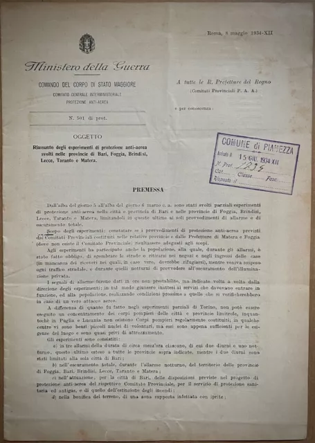 Ministerio de La Guerra-Dispaccio Letra Ujier Protección anti-aerea-1934-