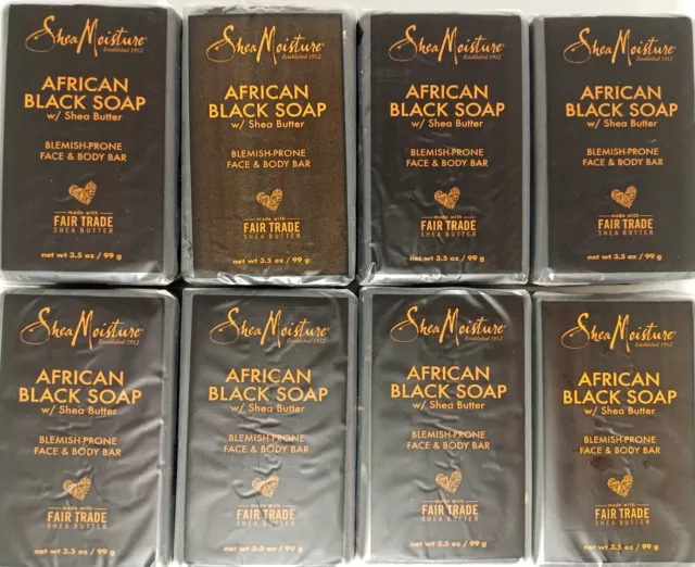 *NEW*(Lot of 8)Shea Moisture African Black Soap W/Shea butter for Blemishes skin