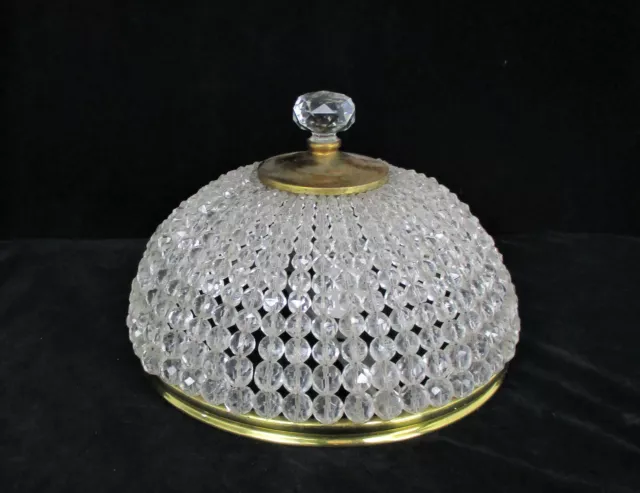 Beaded French Art Glass Flush Mount Shade Plafonière Ceiling Fixture Chandelier