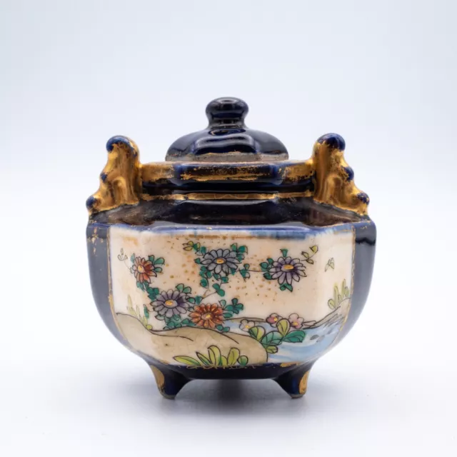 Antique Japanese Satsuma Hexagonal Koro Incense Burner by Fuzan 冨山 Early 20th c. 2