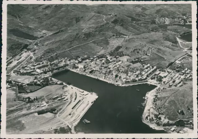 France, Port-Vendres, Vintage Silver Print Air View of the Port