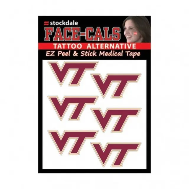 Virginia Tech Hokies 6 Pack Tattoos Face Cals [NEW] NCAA Fan Decal Sticker Party