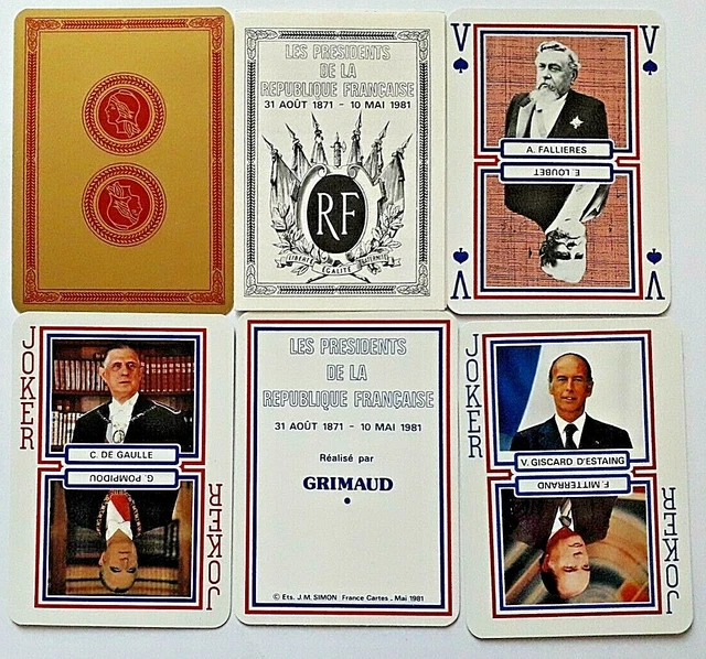 Grimaud Vintage Playing Cards French Presidents Non Standard 52 & 2J +H Postfree