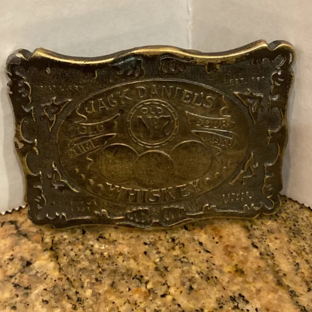 Vintage 1973 Jack Daniels Old No 7 Solid Brass Belt Buckle Whiskey James Lind US