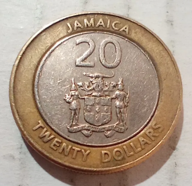 20 Dollars 2000 Jamaica Coin $20 Bimetallic Marcus Garvey