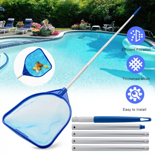 Swimming Pool Leaf Skimmer Rake Mesh Net Spa Pond Cleaning With Telescopic Pole