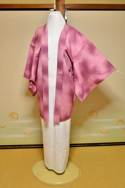 (with Flaws) Silk HAORI Women Japanese vintage Kimono Jacket 989