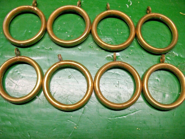 Antique  Curtain Drapery  Brass  Hook  Rings Lot (8)   Original  Usa