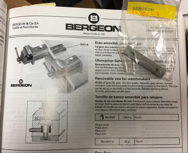 Replacement Spare Part Bergeon Bench Vice 2021 A