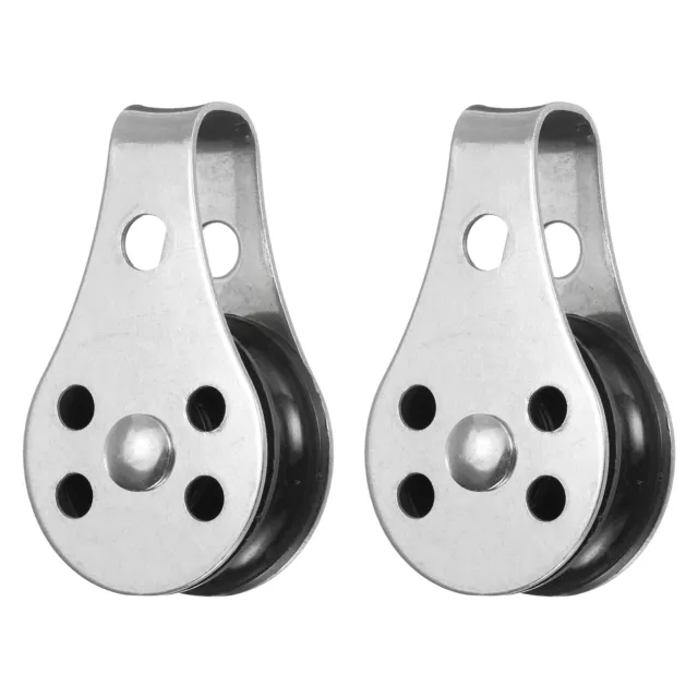 2Pcs 45mm Single Pulley Block, 316 Stainless Steel Nylon Hanging Wire