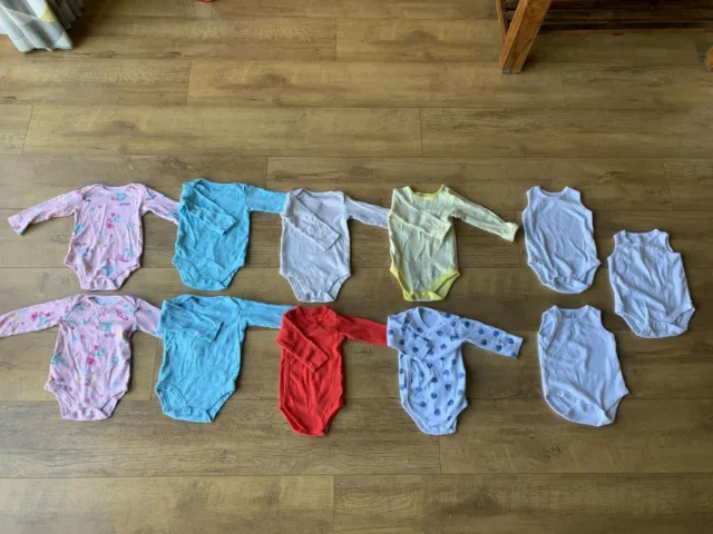 11 x Bodysuit Vest Bundle Baby Long + Short Sleeve Girls 6-9 Months