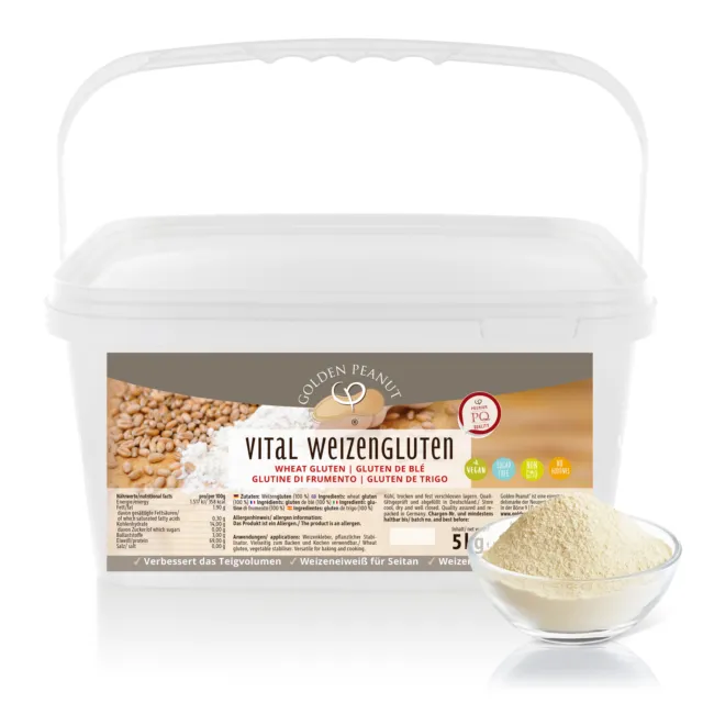 Vital Weizengluten 5 kg Weizenkleber Seitan Weizeneiweiss veganes High Protein