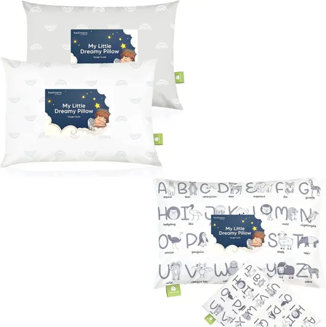 Paquete de 2 almohadas y funda de almohada para niños pequeños para almohada 13X18 - cuna orgánica suave