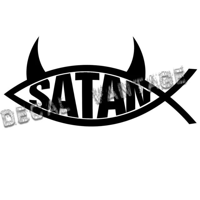 Satan Fish Vinyl Decal Sticker Funny Pagan Darwin - Choose Size & Color