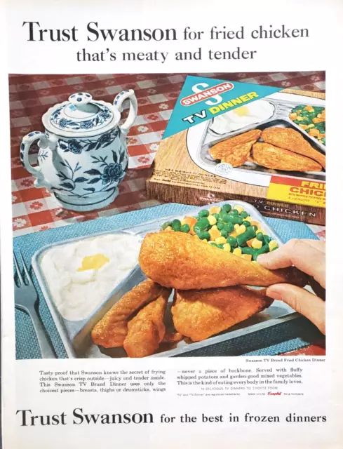 Trust Swanson TV Dinner 1962 Vtg Print Ad 10.5x13 Fried Chicken Mashed Potato