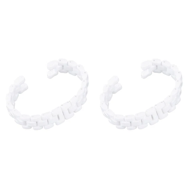 2pz Cinturino Orologio Moda Ceramica Bianco Cinturino Orologio Maglia Solida Donna Orologi da polso