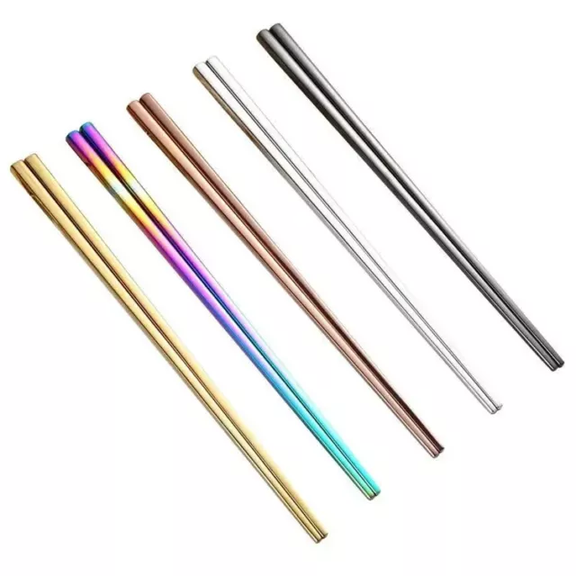 Reusable Chopsticks Metal Square Korean Chinese Modern Look Stainless Steel UK