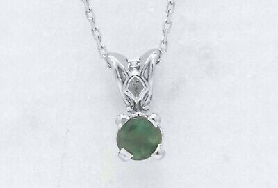 14k White Gold 0.32ct Round Natural Genuine Alexandrite Pendant 18-in Necklace
