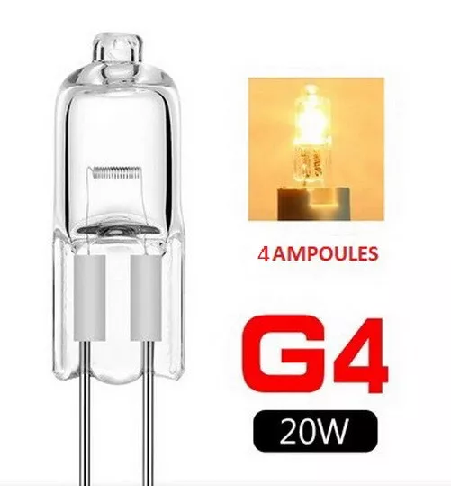Techgomade Ampoule Halogene G4 12V 10W, Ampoule G4, Ampoule Halogène  Dimmable G4, 3000K blanc chaud，Pas de Scintillement, Base G4 BI-pin Capsule  Transparente pour Lustres en Cristal, 20 Pièces : : Luminaires et