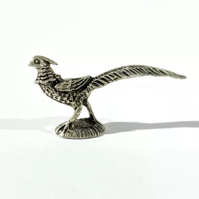 vintage solid silver pheasant  miniature ,  hallmarked italian figurine