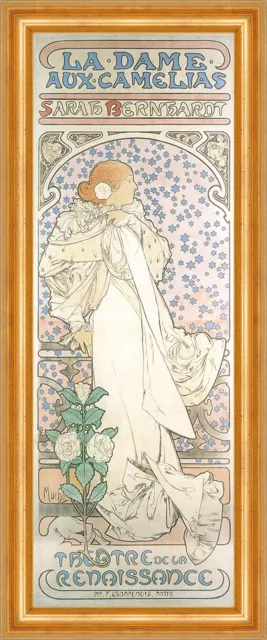 La Dame aux Camelias Sarah Bernhardt Theatre Kunstdruck Mucha Gerahmt 38