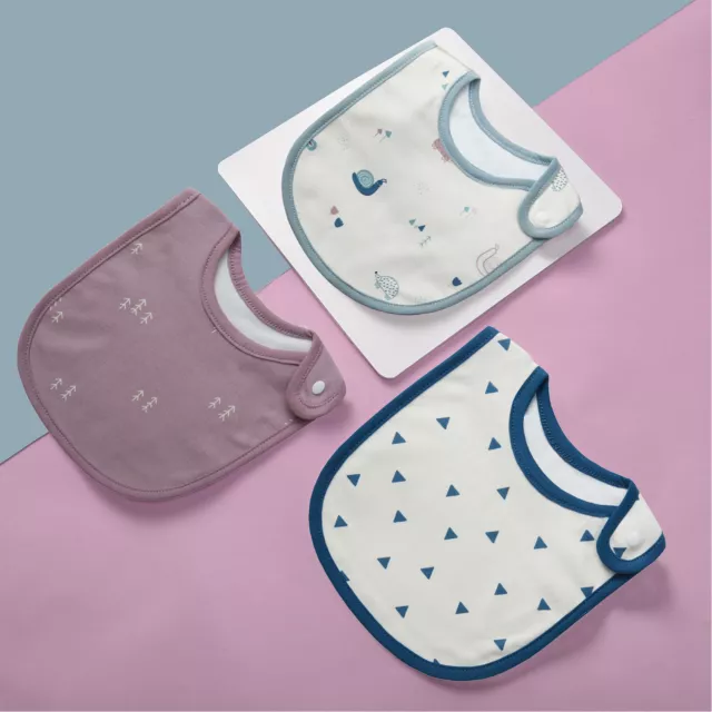(Snail)3pcs Baby Drooling Bibs Soft Cotton Water Absorption Infant Drool Bibs