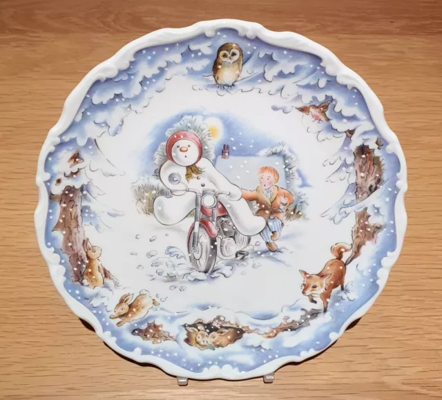 Royal Doulton The Snowman - The Snowman's Motorbike Ride Plate 1987 As New Boxed