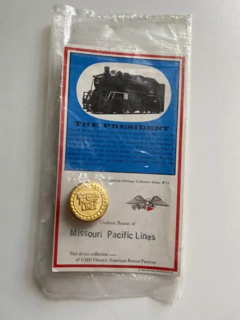 Vintage 1964 MISSOURI PACIFIC LINES Railroad Uniform Button The President MoC