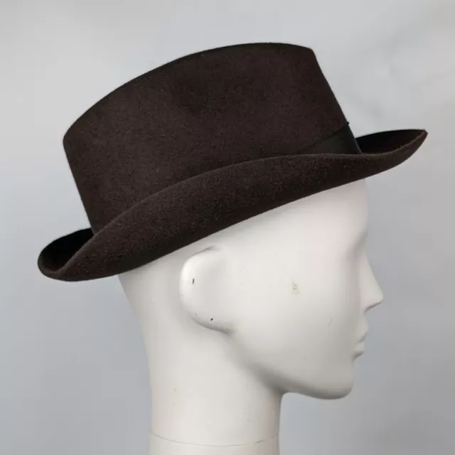 GUERRA 1855 Handmade Brown Felt Fedora Hat Vintage Italian Fashion Size 7 57cm