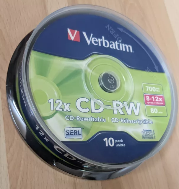 Cloche de 10 CD-RW Verbatim Neuve - 700MB/80Min - 8-12X