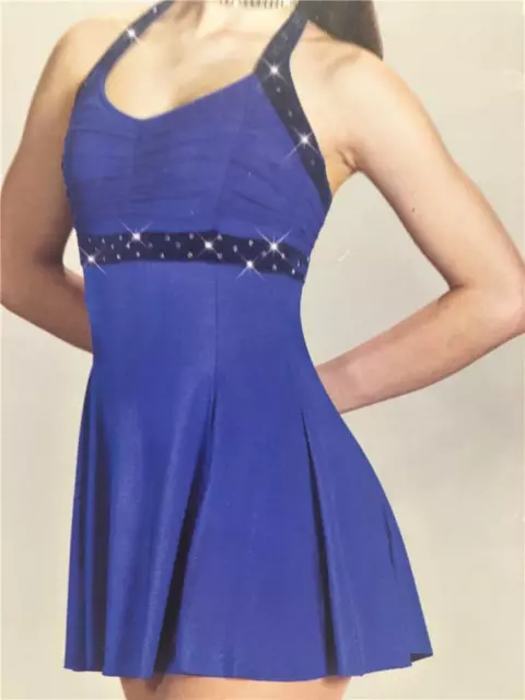 Dance Costume Lyrical Tap Skate Pageant  Ballet Blue Artstone Dress Moonrise