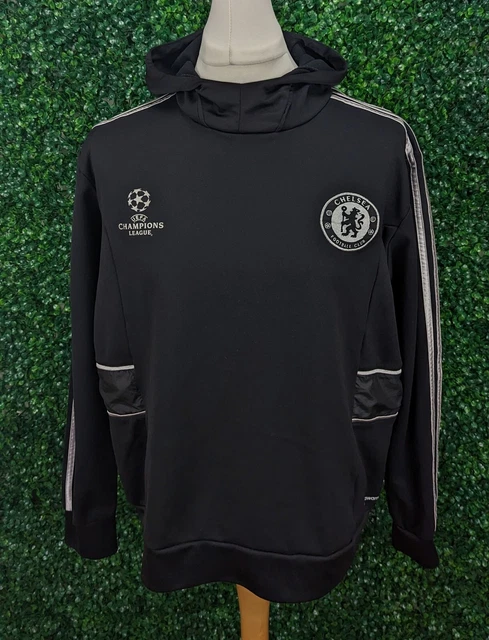 ADIDAS CHELSEA FC Hoodie Climawarm Long Sleeve Champions League Black Size XL 27.85 PicClick UK
