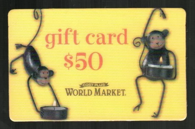COST PLUS WORLD MARKET Monkey Candles ( 2007 ) Gift Card ( $0 - NO VALUE )