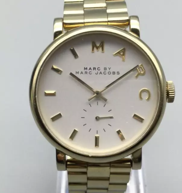 Marc by Marc Jacobs Baker Watch Women Gold Tone 36mm New Battery 6.5"