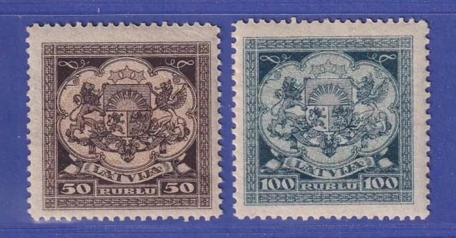 Latvija / Letonia 1922 Gran escudo de armas estatal Mi. n.o 87-88 ** / Estampillada sin montar o nunca montada