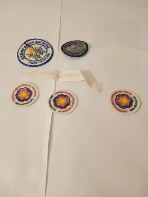 Five Canadian Girl Scout badges and one ribbon. From Kitchener Waterloo area.