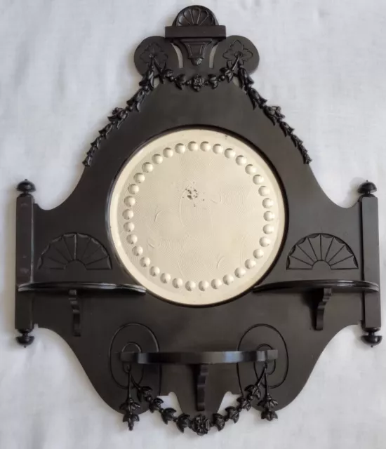 Victorian Sorcerers Or Witches Mirror Hand Carved Ebonised Wood Display Shelves