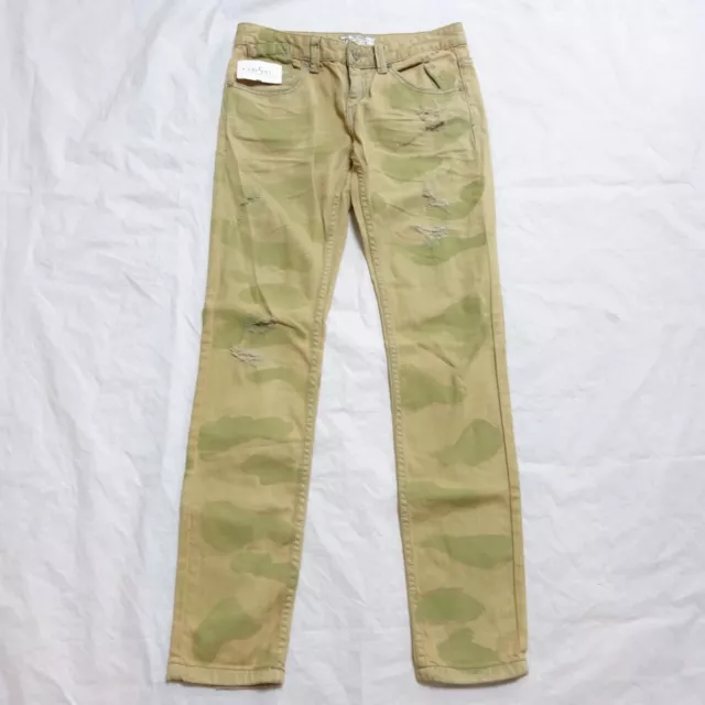 New Free People Skinny Camo Camouflage Ripped Denim Jeans 25