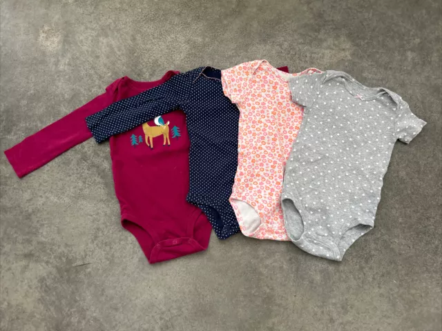 24 Months Baby Girls One Piece, 2 Long Sleeved, 2 Short Sleeved, Carters
