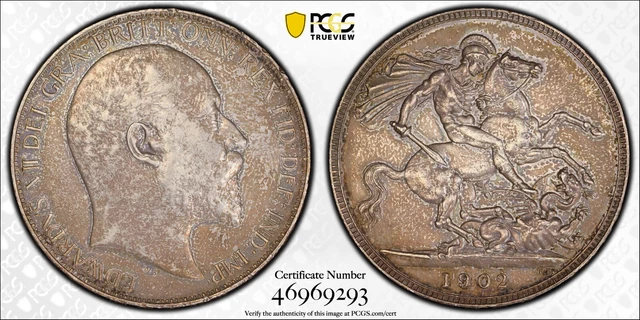 Great Britain, 1902 Edward VII Crown. PCGS AU 55. 256,000 Mintage.