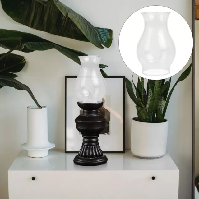 Kerosene Oil Lamp Shade Clear Glass Chimney Home Office Decor 14.5x9.5cm